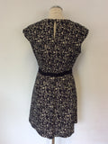 LOUCHE NAVY BLUE ELYSE SPLATTER PRINT A LINE DRESS SIZE 16