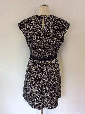 LOUCHE NAVY BLUE ELYSE SPLATTER PRINT A LINE DRESS SIZE 16