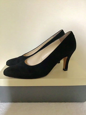 BALLY BLACK SUEDE HEELED COURT SHOES SIZE 4.5/37.5