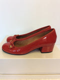 MODA IN PELLE RED PATENT BOW TRIM HEELS SIZE 3.5/36