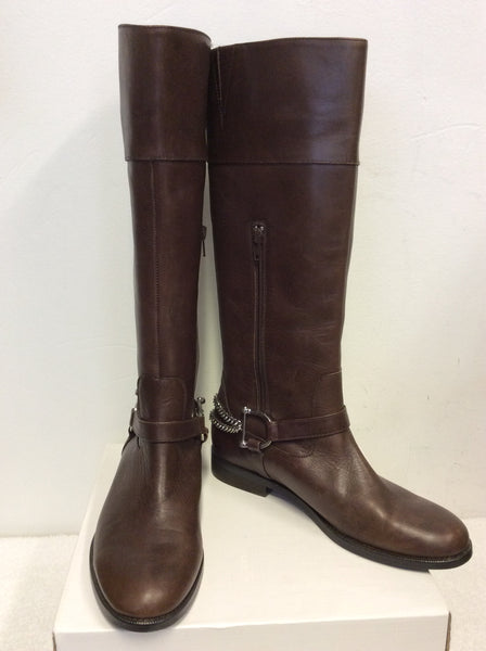 RALPH LAUREN BROWN LEATHER KNEE LENGTH BOOTS SIZE UK 6