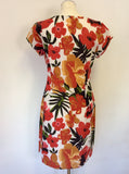 BRAND NEW BODEN WHITE,ORANGE & GREEN FLORAL PRINT COTTON SHIFT DRESS SIZE 14