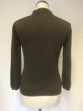 BURBERRY BROWN COLLARED BUTTON FASTEN 3/4 SLEEVE JUMPER SIZE S