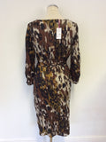 BRAND NEW EAST BROWN 3/4 SLEEVE BELTED CRINKLE DRESS SIZE 12