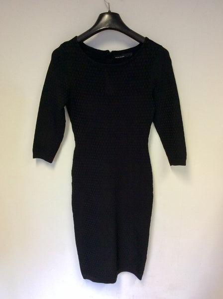 KAREN MILLEN BLACK STRETCH BODYCON DRESS SIZE 2 UK 8/10