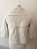 MARNI CREAM FUNNEL NECK COTTON COLLAR COTTON CROPED 3/4 SLEEVE JACKET SIZE 38 UK 10