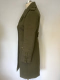 WHISTLES ARMY GREEN 100% WOOL KNEE LENGTH COAT SIZE 10