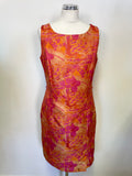 STEILMANN PINK & ORANGE FLORAL PRINT SLEEVELESS PENCIL DRESS & JACKET SUIT  SIZE 14