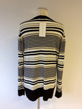 BRAND NEW ARTIGIANO BLACK,WHITE & TAUPE STRIPE V NECK CARDIGAN SIZE 20