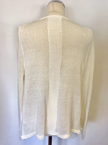 THE WHITE LABEL WHITE TASSEL TRIM COTTON CARDIGAN SIZE 12