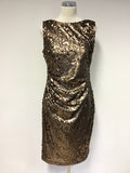 BRAND NEW PHASE EIGHT BRONZE SEQUINNED SLEEVELESS PENCIL DRESS SIZE 14