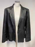 UNBRANDED BLACK LEATHER V NECKLINE JACKET SIZE 20