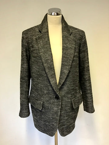 ISABEL MARANT ETOILE DARK GREY WOOL BLEND OVERSIZE LONG JACKET SIZE 36 UK 8/10