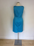 LK BENNETT TURQOUISE COTTON PENCIL DRESS SIZE 12