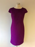 MINUET DEEP MAGENTA RIBBED DRESS & BOLERO JACKET SIZE 14