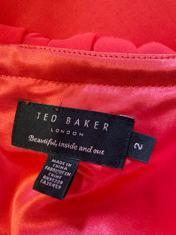 TED BAKER PLEATED FRILL NECKLINE SLEEVELESS PENCIL DRESS SIZE 2 UK 10