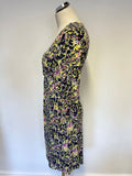 BODEN MULTI COLOURED PRINT STRETCH JERSEY 3/4 SLEEVE DRESS SIZE 12R