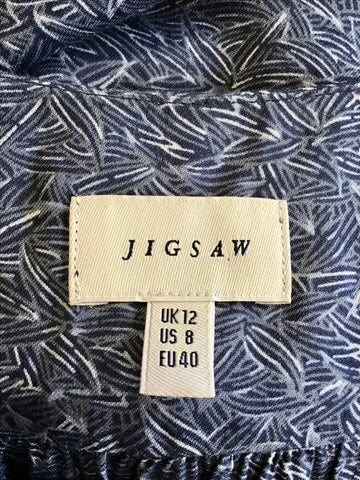 JIGSAW BLUE PRINT SHORT SLEEVE TEA DRESS SIZE 12