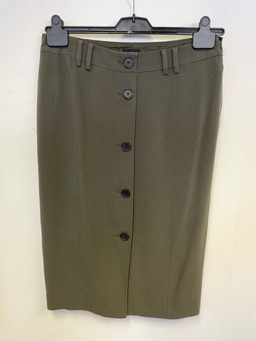 HOBBS OLIVE GREEN BUTTON DETAIL FRONT PENCIL SKIRT SIZE 12