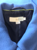 BODEN INGRID BLUE WOOL BLEND MID LENGTH COAT SIZE 14