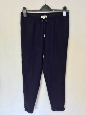 WHISTLES NAVY BLUE ELASTICATED DRAWSTRING WAIST TROUSERS SIZE 8