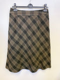 EAST GREEN & MUSTARD CHECK A-LINE SKIRT SIZE 10