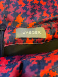 BRAND NEW JAEGER RED & NAVY BLUE PRINT LONG SLEEVE SHIFT DRESS SIZE 12