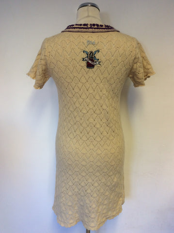ODD MOLLY CREAM WOOL BLEND SHORT SLEEVE KNIT DRESS SIZE 2 UK 10