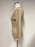 PURE COLLECTION CAMEL 100% CASHMERE V NECK JUMPER SIZE 10