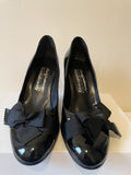 BEVERLEY FIELDMAN FOR RUSSELL & BROMLEY BLACK PATENT LEATHER HEELS SIZE 4.5/37.5