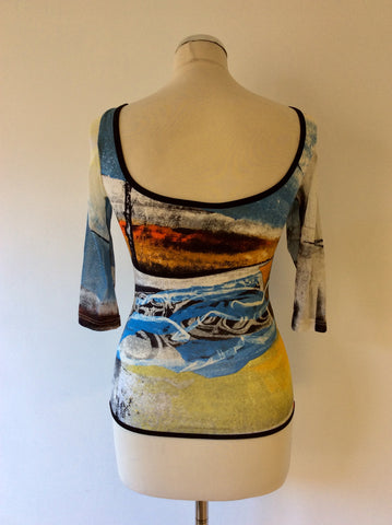 LEGATTE JEANS MULTI COLOURED PRINT TOP SIZE 12