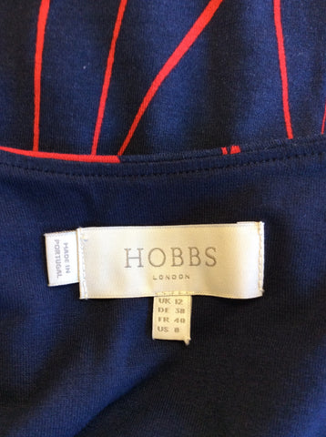 HOBBS NAVY BLUE & RED PRINT WRAP DRESS SIZE 12