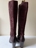 MARKS & SPENCER AUTOGRAPH PLUM SUEDE & LEATHER KNEE LENGTH BOOTS SIZE 8/42