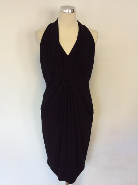 FRANK LYMAN BLACK PLEATED FRONT SLEEVELESS DRESS SIZE 12