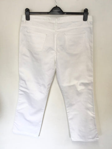 JAEGER WHITE STRAIGHT LEG ANKLE GRAZER JEANS SIZE 16