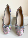 GABOR LIGHT GREY SUEDE & MULTICOLOURED WEDGE HEELS SIZE 7/40 G