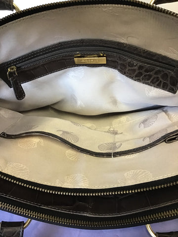 MODALU PIPPA CHOCOLATE BROWN CROC LEATHER TOTE BAG