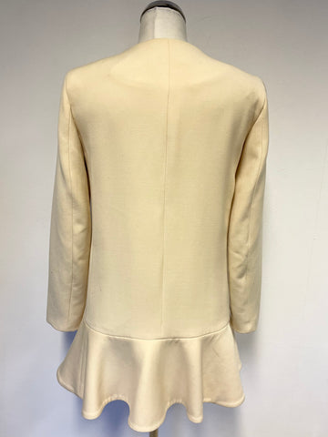 ZARA WOMAN BUTTERMILK LONG FLUTTED HEM JACKET SIZE S