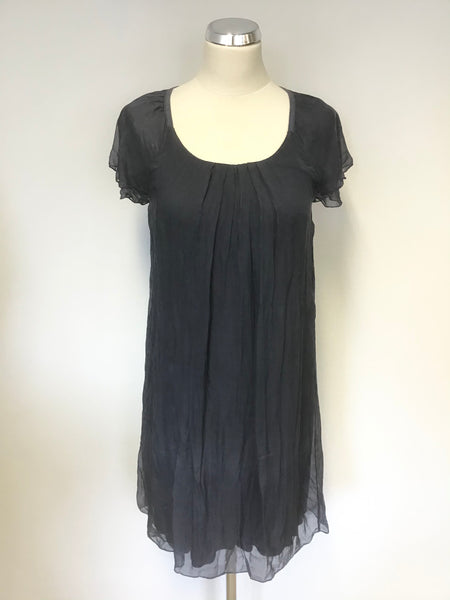 PHASE EIGHT PETROL BLUE SILK CAP SLEEVE SHIFT DRESS SIZE S