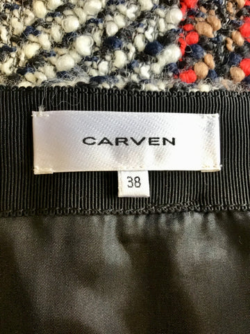 CARVEN BOUCLE TWEED TARTAN MINI SKIRT SIZE 38 UK 10