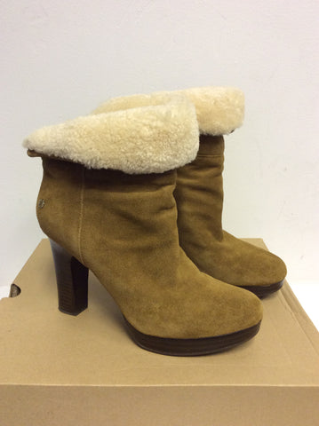 NEW UGG BROWN DANDYLION II HEELED ANKLE BOOTS SIZE 6.5/39