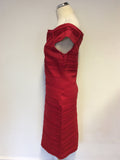 TED BAKER RED OFF SHOULDER STRETCH BODYCON DRESS SIZE 3 UK 12