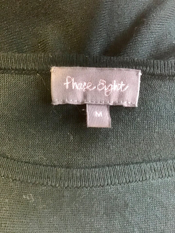 PHASE EIGHT DARK GREEN BOAT NECK 3/4 SLEEVE BATWING JUMPER SIZE M