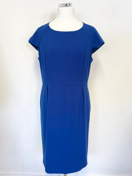JAEGER ROYAL BLUE CAP SLEEVED SHEATH DRESS SIZE 18