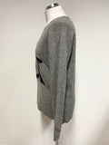 GHARANI STROK GREY WITH BLACK SEQUINNED & TO FRONT JUMPER SIZE 14
