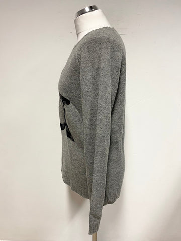 GHARANI STROK GREY WITH BLACK SEQUINNED & TO FRONT JUMPER SIZE 14