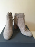 BRAND NEW MINT VELVET ISLA TAUPE SUEDE TIE TRIM HEELED ANKLE BOOT SIZE 6/39