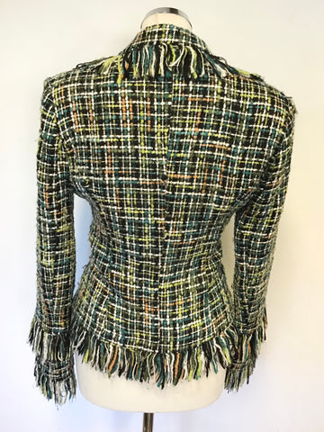 MINK BIKINI GREEN & MULTI COLOURED WEAVE JACKET SIZE 12