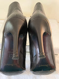 LK BENNETT BLACK LEATHER WITH GOLD PLATE TRIM STILETTO HEEL ANKLE BOOTS SIZE 6/39