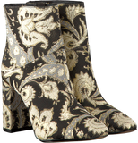 BRAND NEW TED BAKER ISHBEL BLACK & METALLIC JACQUARD PRINT FRABRIC ANKLE BOOTS SIZE 5/38